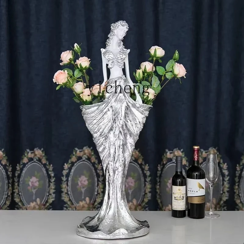 bj-8 home creative figures beautiful woman vase ornament decoration living room dining room TV cabinet window decoration artwork