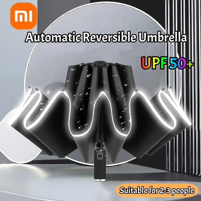 

Зонт Xiaomi, ветрозащитный прочный со светоотражающей полосой, обратный автоматический складной зонт, УФ-зонт, изоляционный портативный зонтик