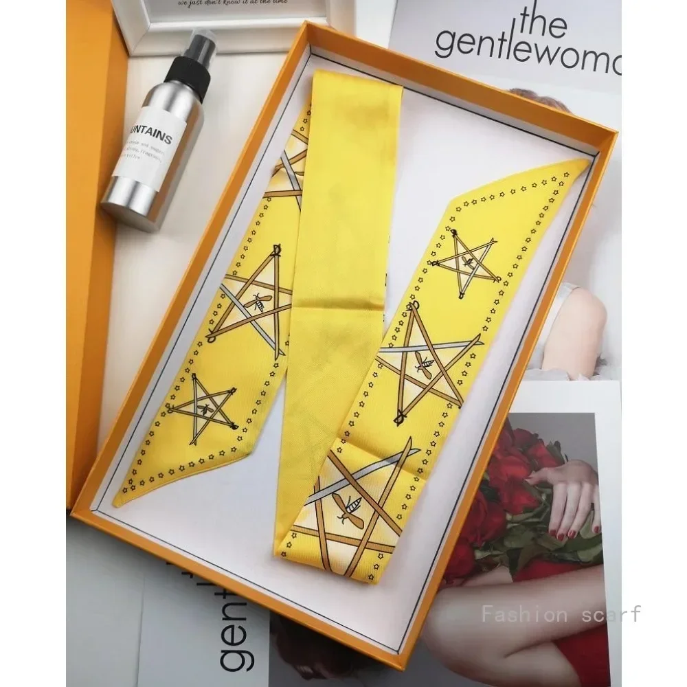 Langer gelber kleiner Schal Streamer gebunden Taschengriff Seidenschal Damen Luxus kleiner Gürtel Stirnband dekorativer Schal Großhandel