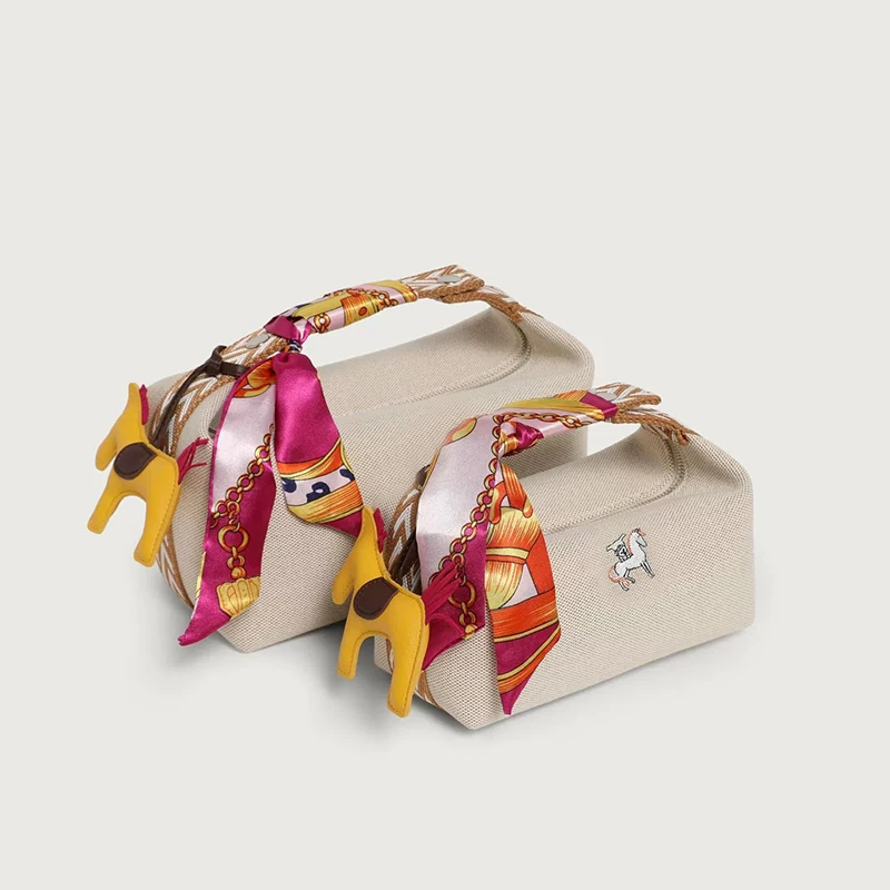 

High Quality Canvas Women Small Crossbody Bags Fashion Small Trendy Top Carry Handle Handbags Purses Shoulder Bags with Ornament