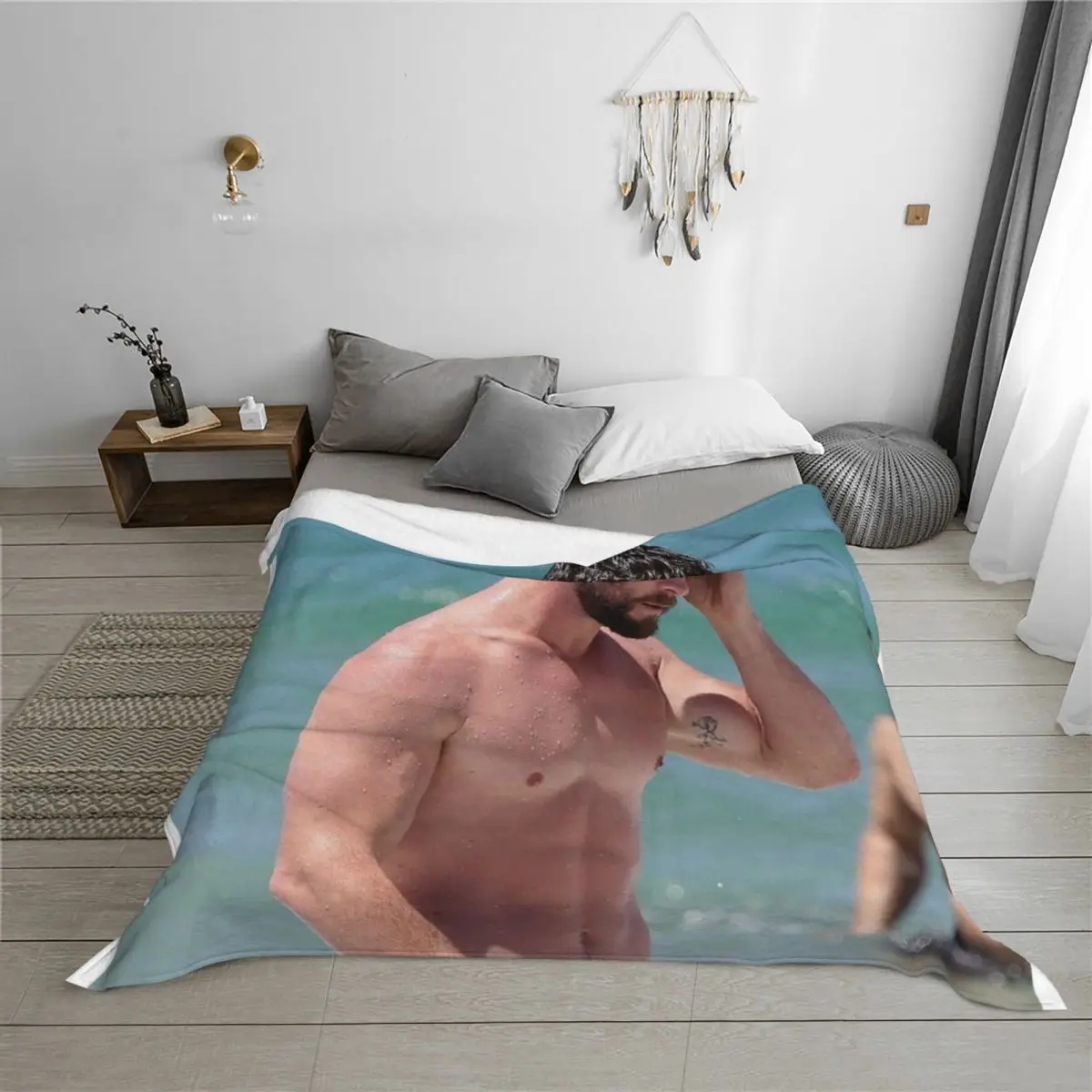 بطانية رمي كريس هيمسوورث من Sixpack، بطانيات لحاف أريكة كبيرة ناعمة وناعمة #3