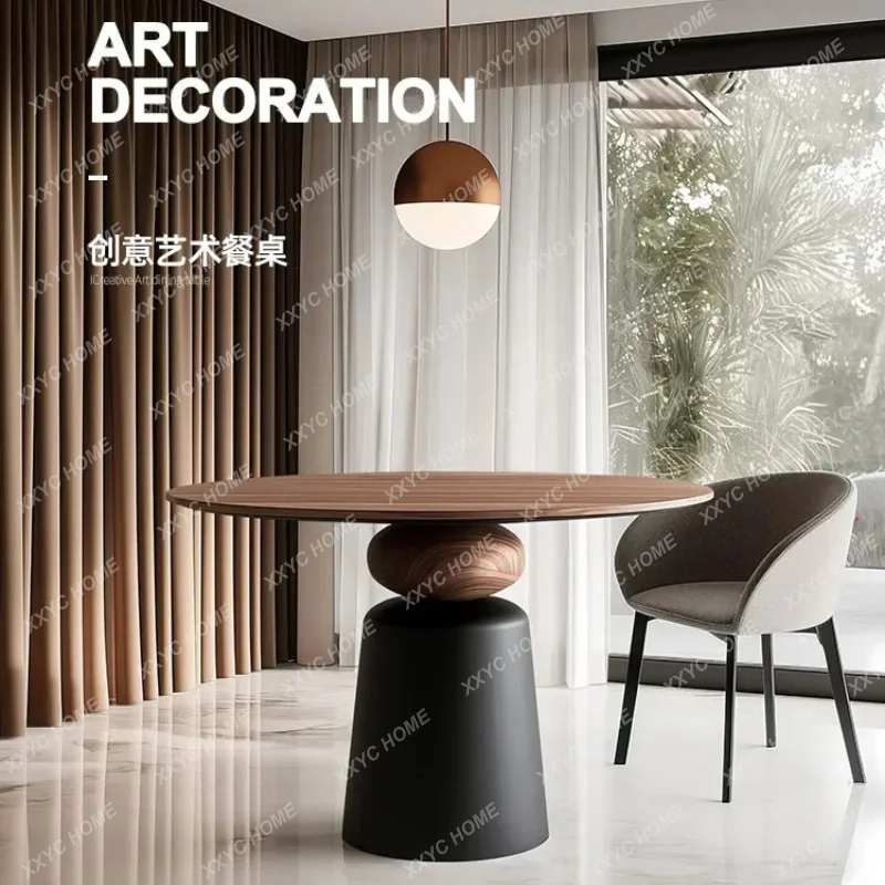 

XX L minimalist solid wood round dining table household round table creative dining table