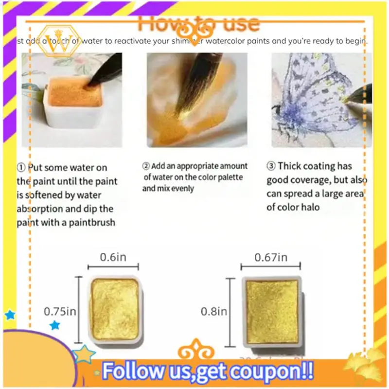 Latest-20 Colors Watercolor Painting Set Replacement Metallic Watercolor Paint Set, Glitter Watercolour Solid Paint Box (2.3ML-B