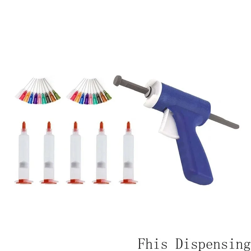 10ml Manual Syringe Gun Single Liquid Glue Gun 10cc 10cc Cones Combination (Blue)