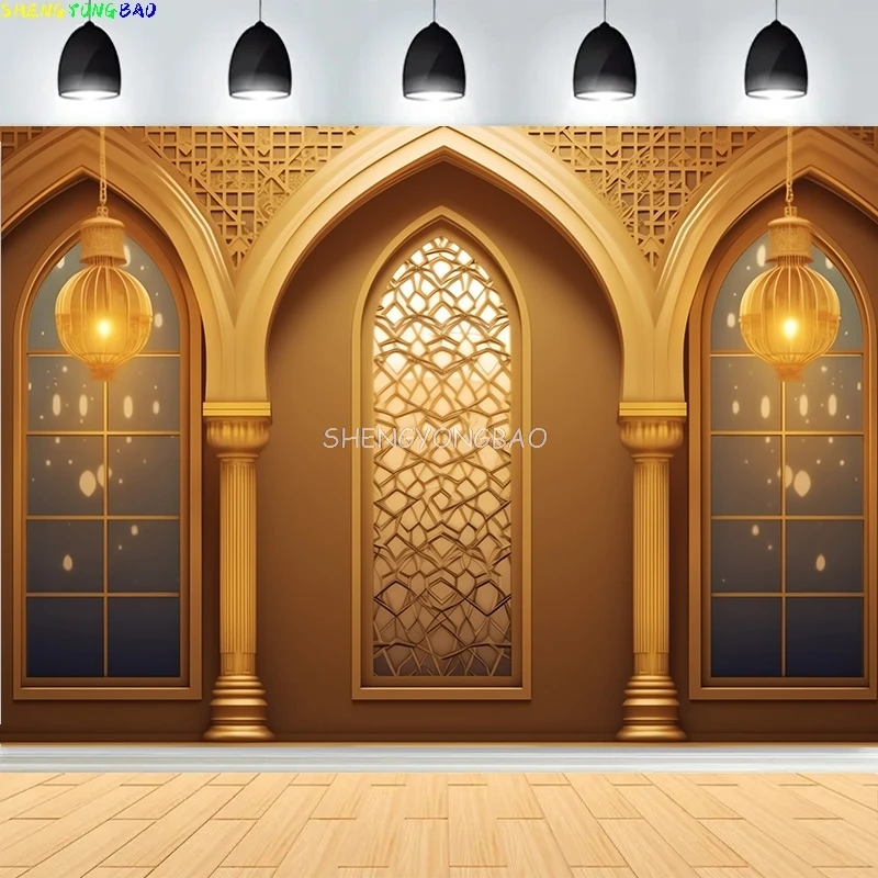 

Arsitecture Ramadan Mubarak Photography Backdrops Kareem Muslim Islamic Moon Night Party Moon Lanterns Mosque Background EI-05