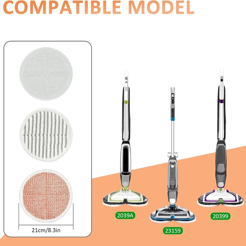 แผ่นไม้ถูพื้น8แพ็คเปลี่ยนได้สำหรับม็อบ bissell spinwave ชุด2124 2039 2037 2039A ไม้ถูพื้นแบบแข็ง