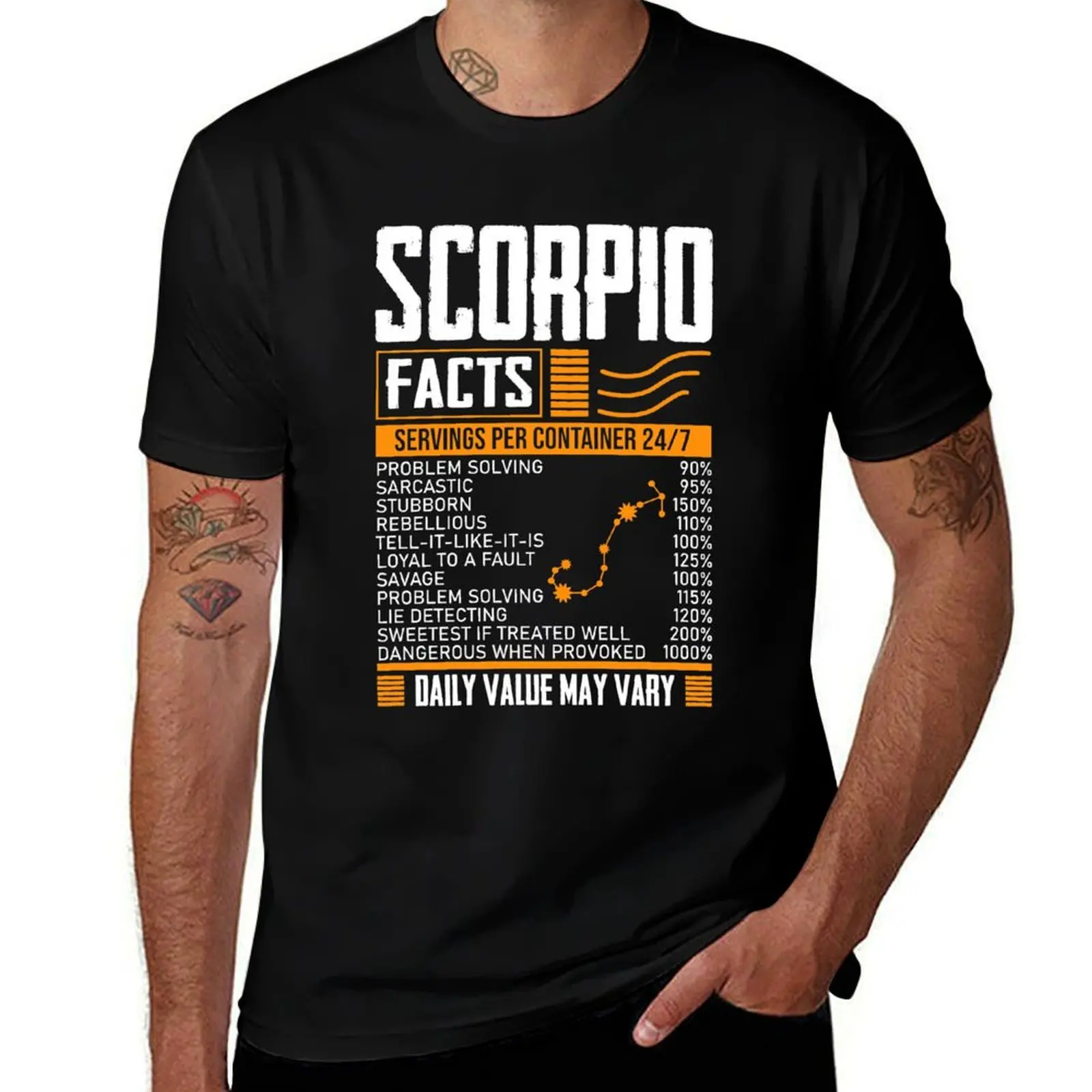 Scorpio Facts Astrology Horoscope Scorpio Birthday Month T-Shirt Basic Solid Color Casual Tee Shirt T-Shirt