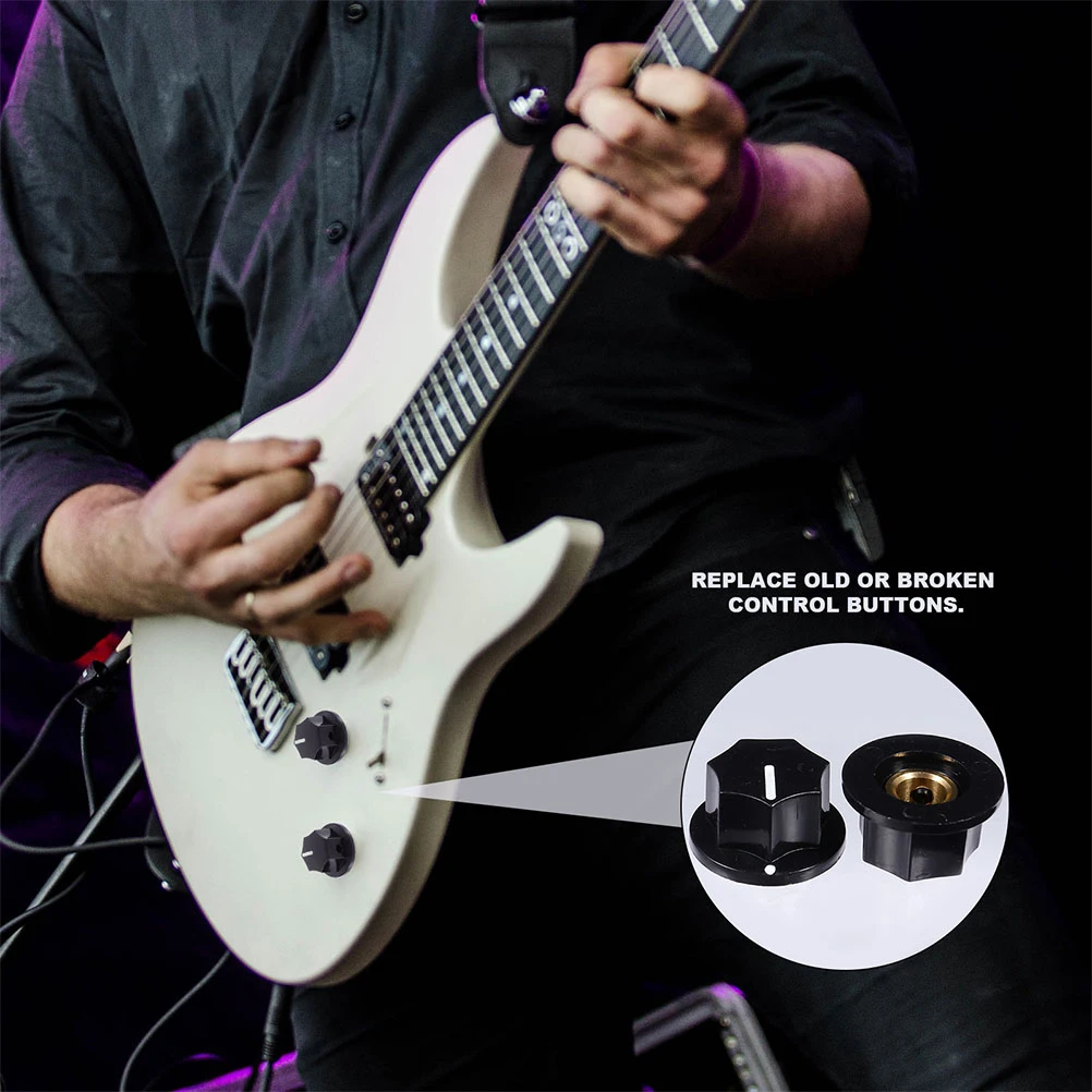 

4Pcs Electric Guitar Potentiometer Control Knobs Sturdy Adjustable Rotate Buttons for Volume Tone Bass Effects Audio Devices