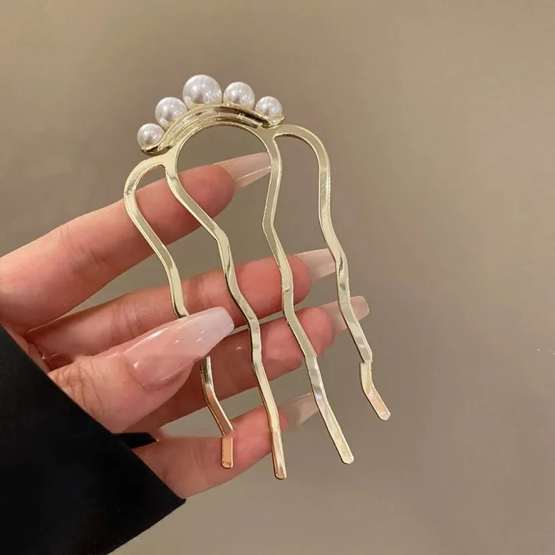 Hair Twisting Artifact Hair Comb Hairpin For Women Vintage Korean U-Shaped Hairpin Hair Plug Decoration Fixed Hairpin Simple