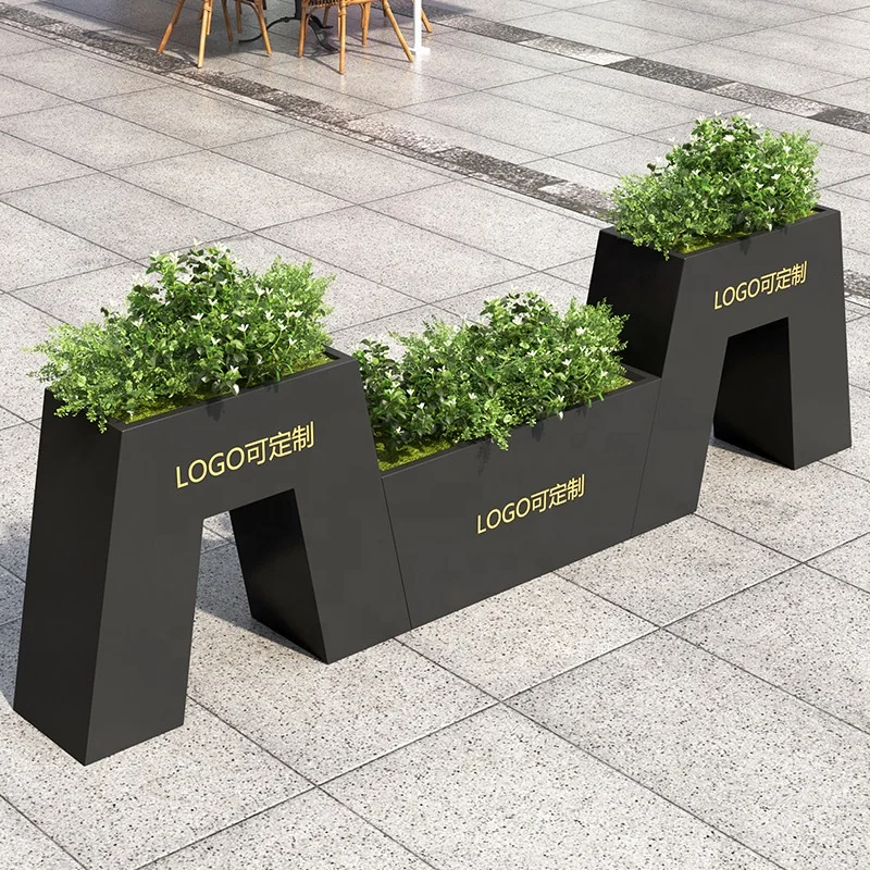 &Outdoor Wrought Iron Stainless Steel Bamboo Frame Flower Box Combination Fence Partition Planting Trough Outdoor Furniture