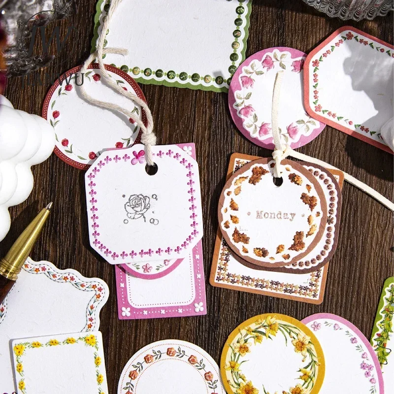 JIANWU Spring God's Gift Series Vintage Flower Lace Border Landscape Material Collage Memo Pad Creative DIY Journal Stationery