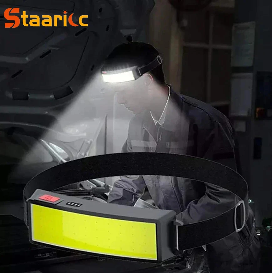 Powerful COB LED Headlamp Type-C Rechargeable Head Flashlight Built-in Battery Waterproof Outdoor Fishing Camping Portable Head
