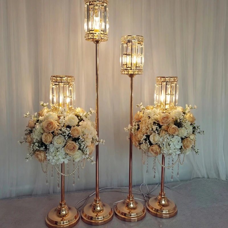 

10pcs Wedding Crystal Candle Stand Decor Elegant Props For Scene Arrangement Dining Table Hotel Lighting Hallway Decoration Rack