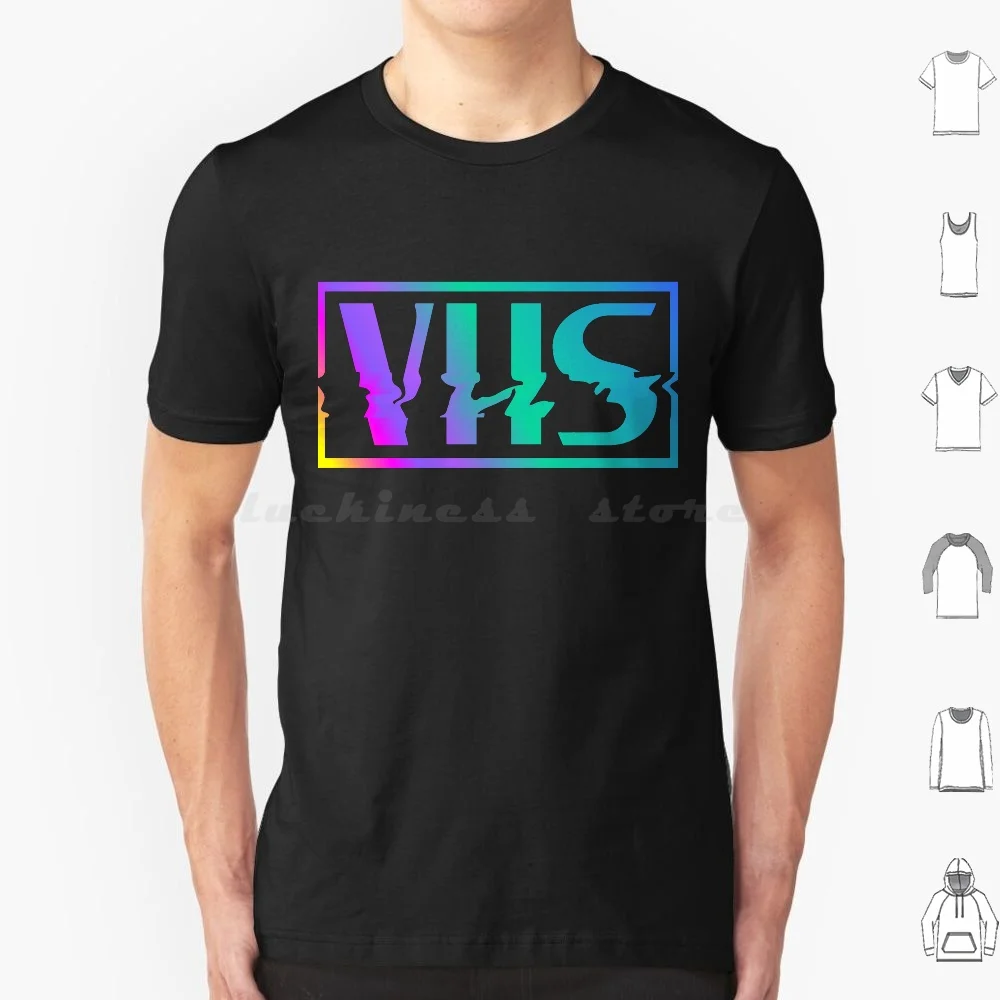 Retro Vhs Logo Colorful Vaporwave Gradient T Shirt Big Size 100% Cotton Vhs Future Funk Vaporwave Vhs Tapes Vhs Cassette Video