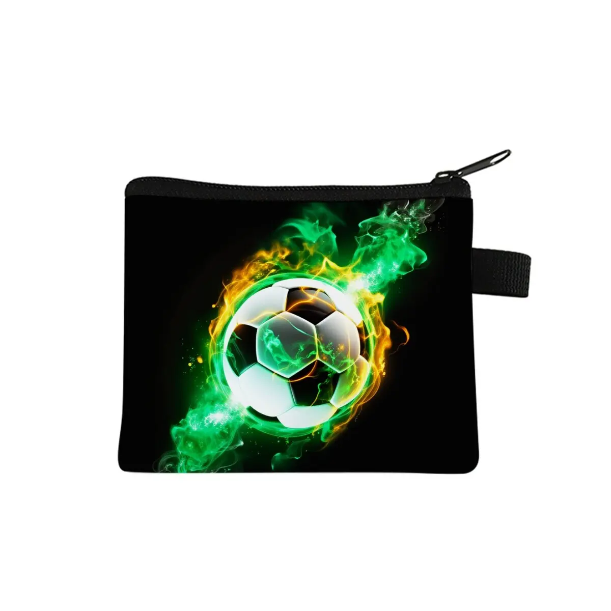 Fluorescent Flame Football Coin Purse Best Gifts for Boy/Girls 2D  Cartoon Storage Bag with Zipper Closure for Children's Wallet