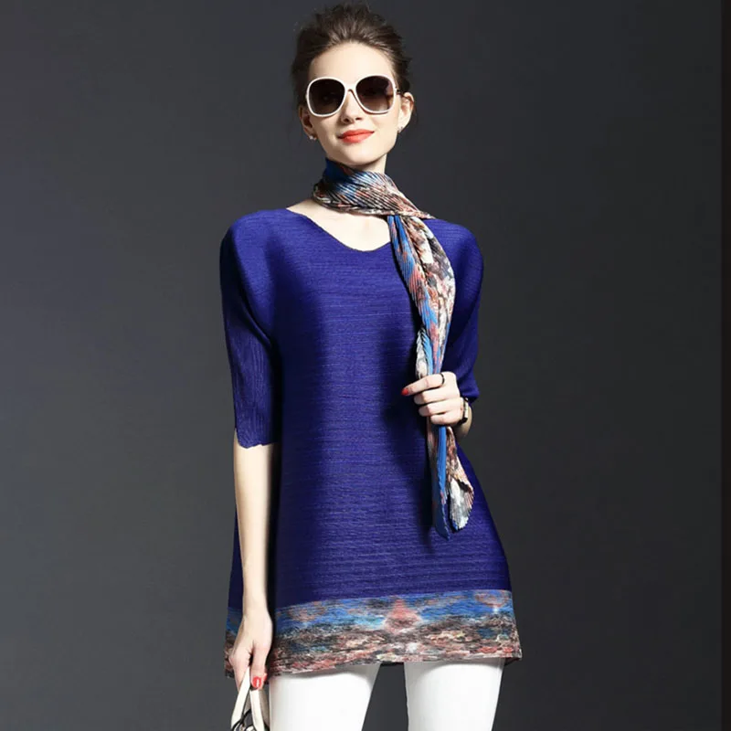 여름 여성용 티셔츠 또는 스웨트셔츠 프린트 패치워크 루즈핏 패셔너블 대형 사이즈 봄 스카프 포함 폴리에스터...