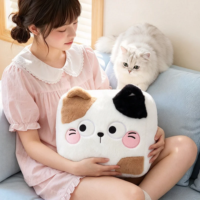 Cat Throw Pillow Blue Eyed Brown Gray Tabby Choices Soft Cube Cushion for Reading Nook Rest for Cozy Relaxation Soft Decor