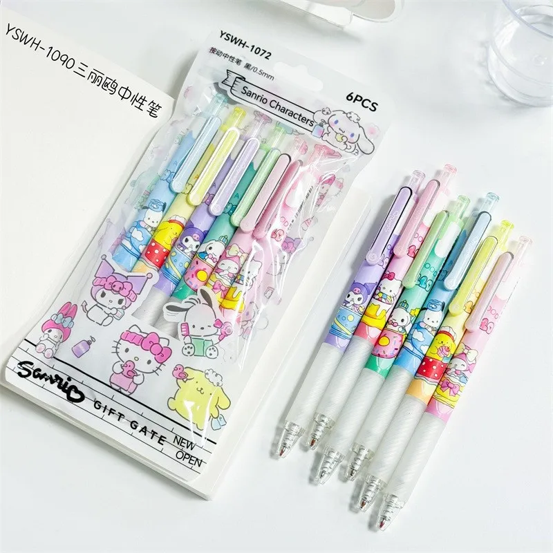 

30pcs/lot Sanrio Kuromi Melody Pochacco Press Gel Pen Cute 0.5mm Black Ink Signature Pens Promotional Gift Office School Supply