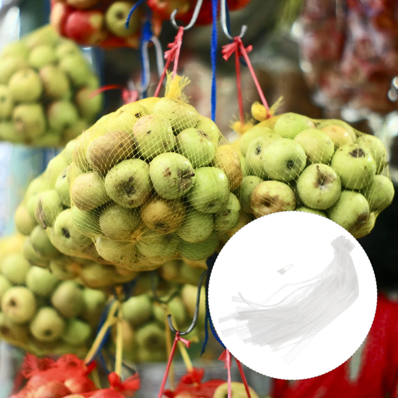 

100Pcs Mesh Bags for Vegetables Fruits Premium Reusable Produce Bags Lightweight Washable Storage Net Bag for Supermarket Home