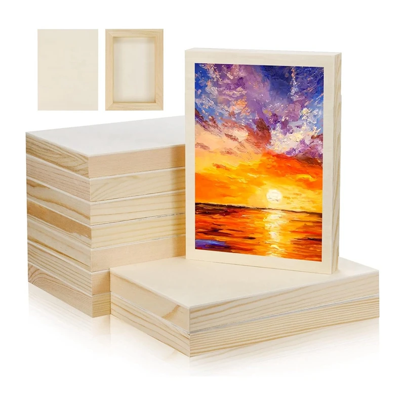 

10 Pcs 5.5X7inch Wood Panel Boards, Unfinished Wood Canvas Wooden For Painting, Arts, Pouring Use With Oils, Acrylics Durable