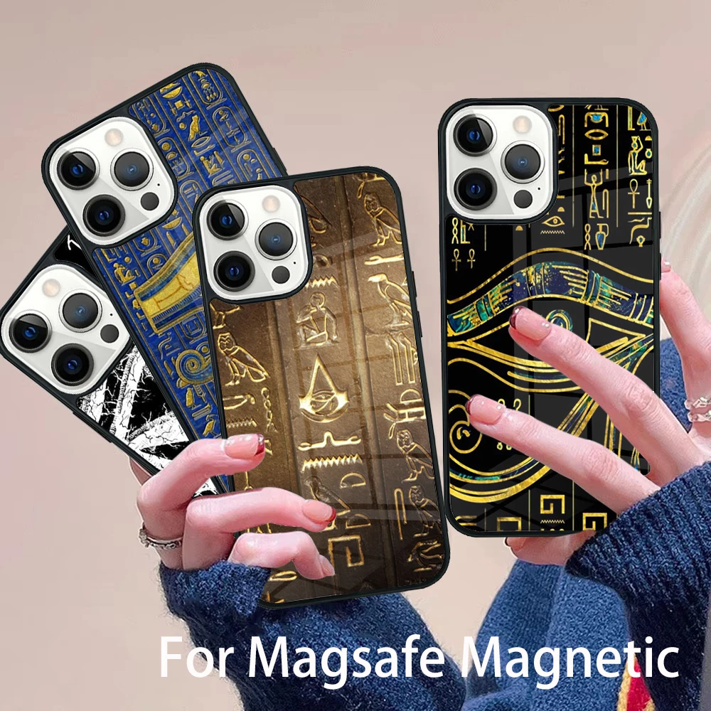 

Sacred Eye of Horus Egypt Fresco Phone Case Magesafe Magnetic Wireless Cover For IPhone 16 11 12 13 14 15 Pro Max Plus Mini