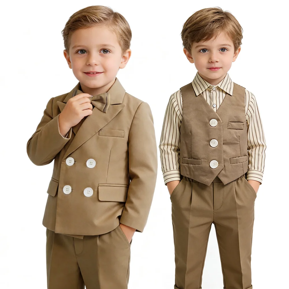 

Костюм для мальчиков: коричневый, нарядный, для дня рождения, свадьбы, фотосессий, выступлений — элегантный детский костюм