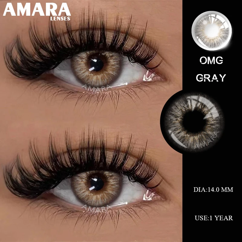 AMARA 1Pair Myopia Lenses Colored Contact Lenses for Eyes Lenses With Diopters Prescription Fashion Lenses Gray Eyes Lens Yearly