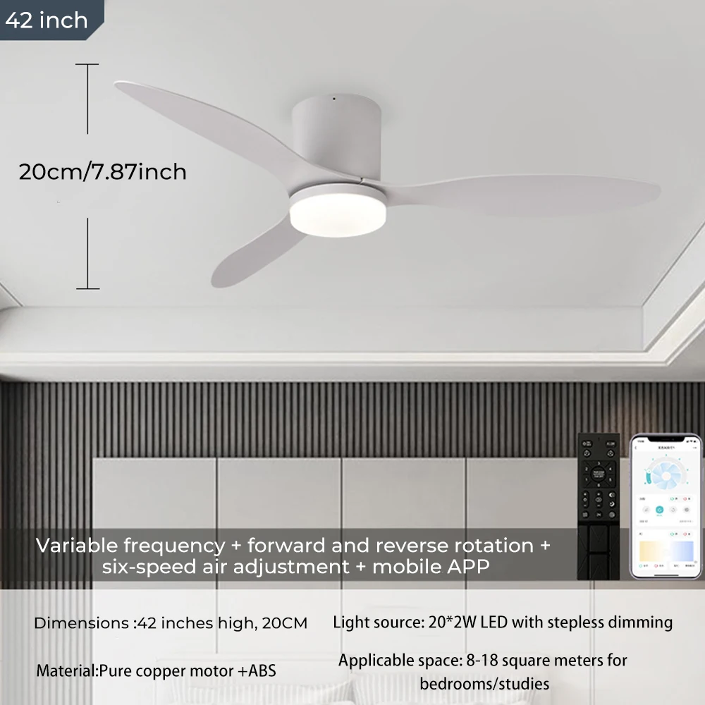 52인치 강풍 천장 선풍기 조명, 모던 심플 레스토랑용 전기 천장 선풍기 전구