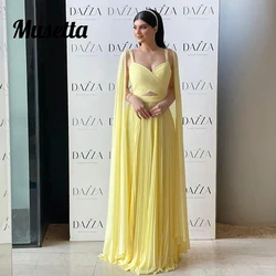 Musetta 2024 Chiffon Formal Evening Gowns Long Cape Sleeves Saudi Arabic Women Prom Dress A Line Floor Length Vestidos De Noche