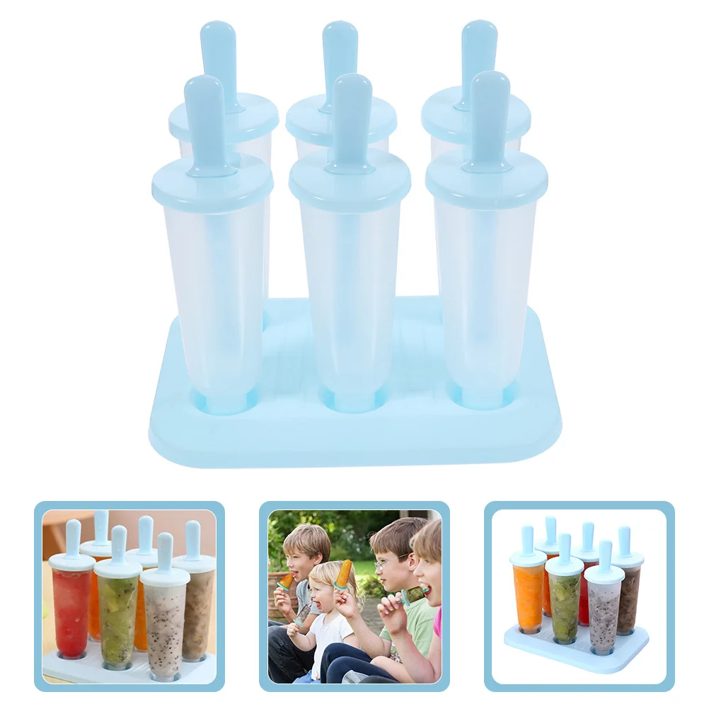 

6Pcs Ice Pop Maker Molds Plastic Homemade Silicone Flexible Tray for Ice Cream Gelato Treats Baby Molds