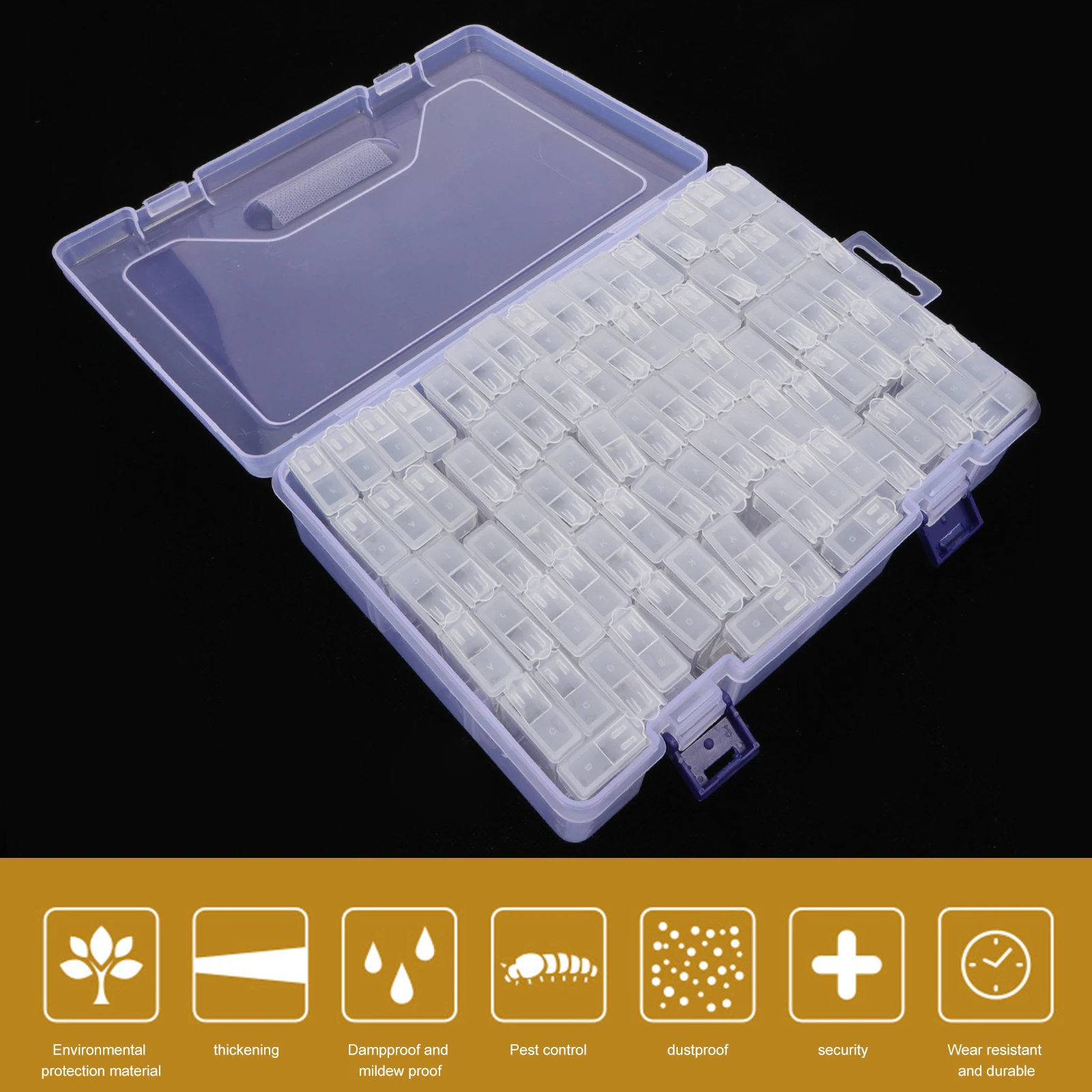 

1Set Jewelry Storage Box 84 Compartments Transparent Nail Art Sequin Glitter Beads Diamond Organizer Manicure Tool Case