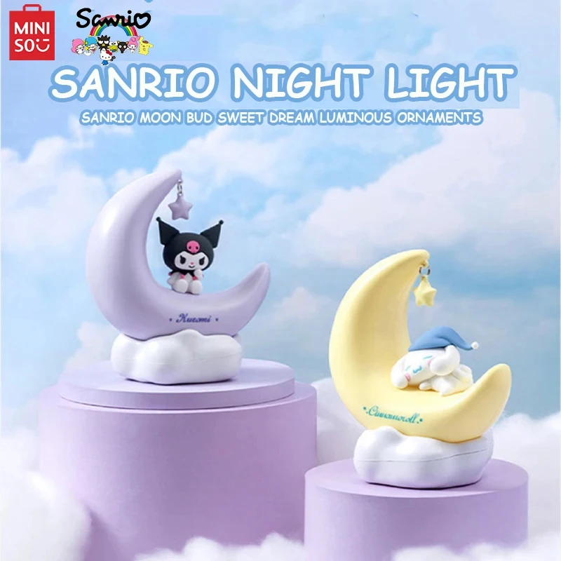 MINISO Sanrio Kuromi My Melody Cinnamoroll Light Night Figures Toy Sweet Dream Home Decoration For Fans Children Christmas Gift