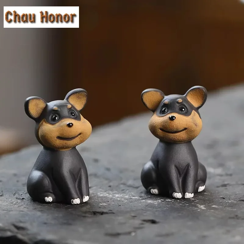 

Исин ручной работы фиолетовая глина чайник счастливый зодиак пчела собака статуя украшения скульптура чайная фигурка настольные поделки украшение чайный набор