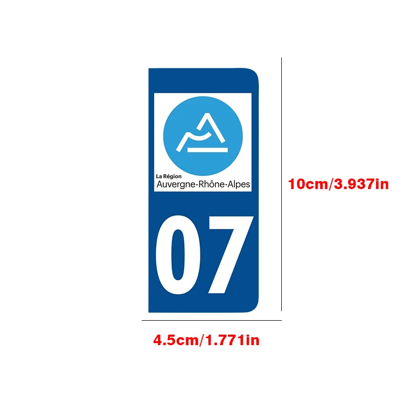 2 Pieces Set Auvergne-Rhône-Alpes Region 07 Car Stickers, Water Resistant Vinyl Decals for License Plate