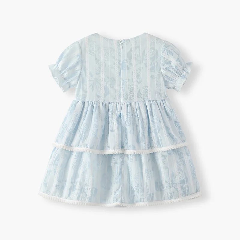 2025 Baby Girls Puff Shorts Sleeves Dress Spring Summer New Splicing Children Kids Dresses Casual Princess Children Vestidos