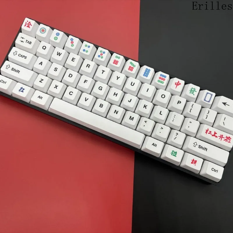 Imagem -05 - Tampa de Chave com Tema Mahjong Chinês Pbt Sublimação Térmica Personalizado Faça Você Mesmo Arquivo mx Interruptor de Teclado Mecânico Alta Qualidade