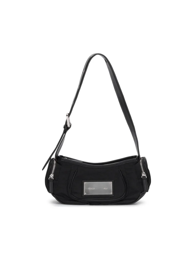 

2025 New Moon Dumpling Bag Women's Underarm Single oulder Bag Korean Sle Motorcycle Bag Pure Color PU Cowhide Leather
