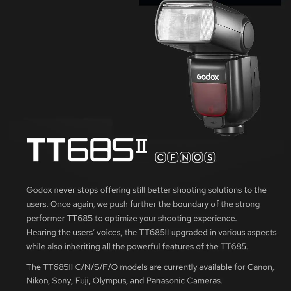 Godox TT685IIC TT685II-O TT685II-F 2.4G TTL Wireless Flash Speedlite For Canon Olympus Fuji,HSS 1/800 2.4G Wireless Transmission