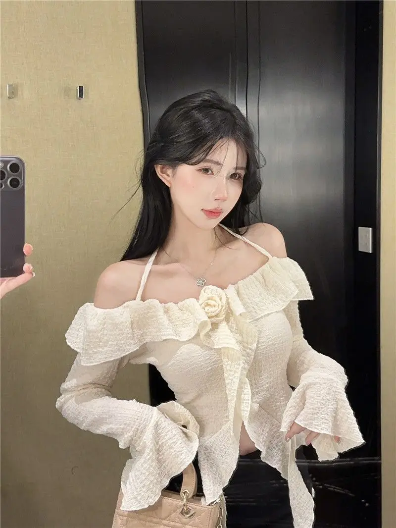 البلوزات لاعبا البلوفرات امرأة تريكو القوطية محبوك التفاصيل BF Y2K المهنية العمل الأعمال الكشمير التصميم الحديث الخريف OL #5