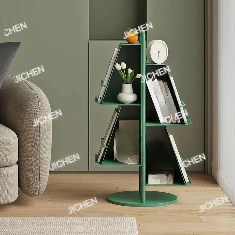 HSMinimalist Design Floor Bookshelf Home Newspaper Display Reading Storage Magazine Rack Sofa Side Table Creative Furniture