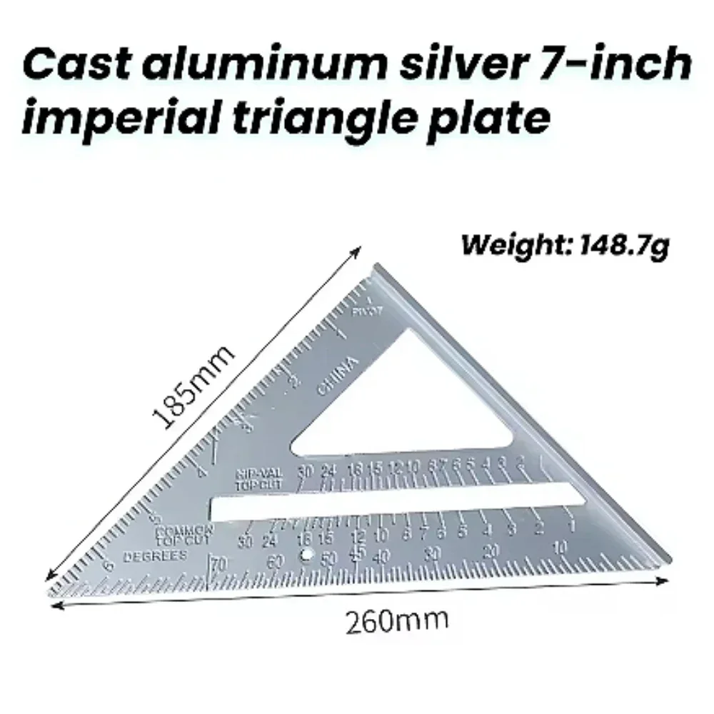 Triangle Ruler Metric Protractor Metal Precision Measuring Tool For Woodworking Carpentry Construction Drafting Architectural
