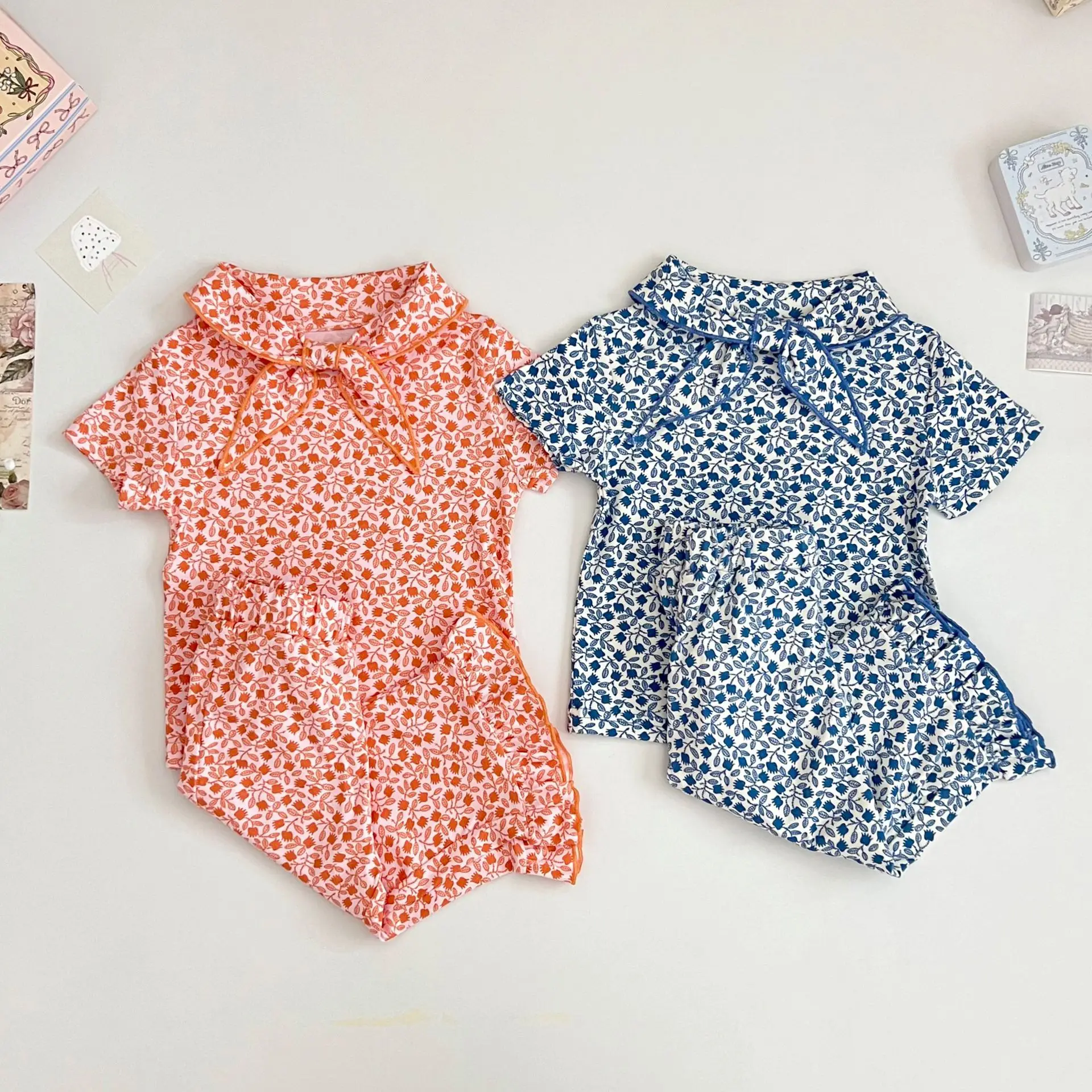 Children T-shirt 2026 Summer New Countryside Style Girls Floral Strap Short Sleeve Top Versatile Girls Fashion T-shirt