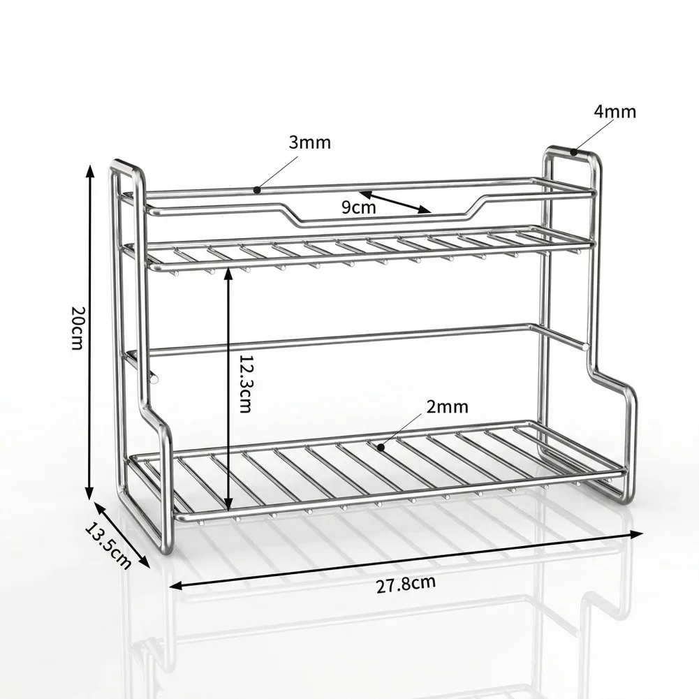 Stainless Steel 2-Tier Organizer for Bathroom Counter Toiletries Makeup and Kitchen For Essentials 28x13.5x20cm