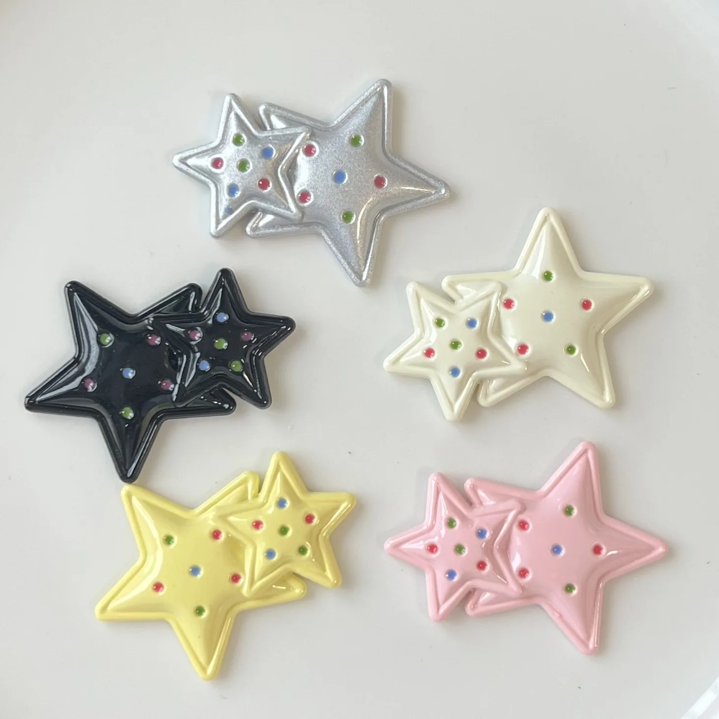 5pcs miniso colorful star cartoon series cartoon resin flatback cabochons diy crafts materials jewelry making charms