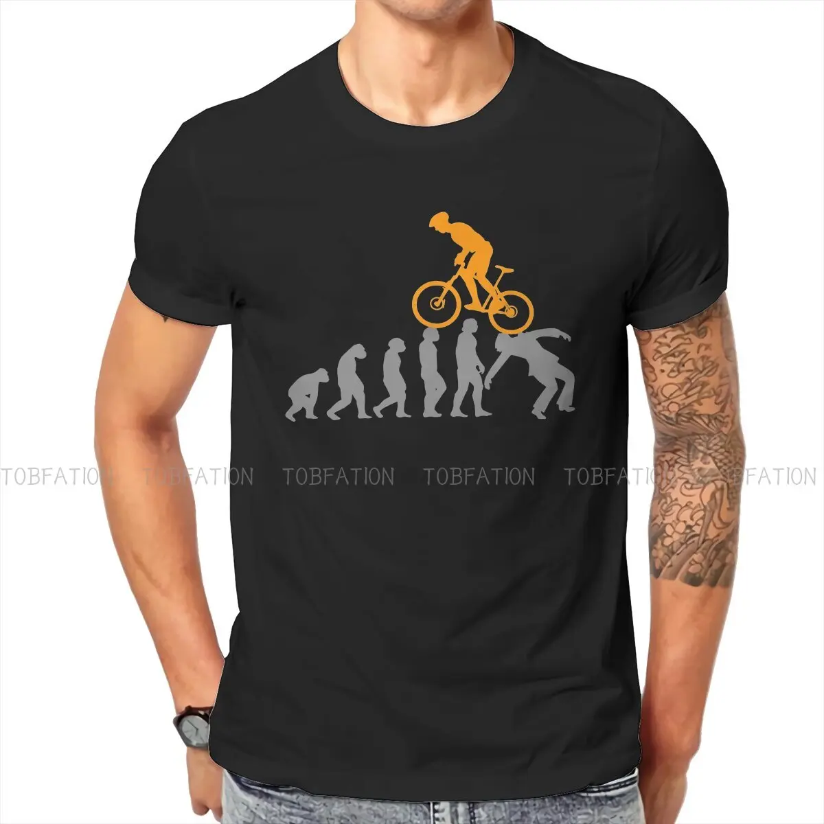 Mountain Bike MTB Cycling Polyester TShirt for Men Evolution Accessories Bicycle Sports Humor Summer Tee T Shirt Novelty