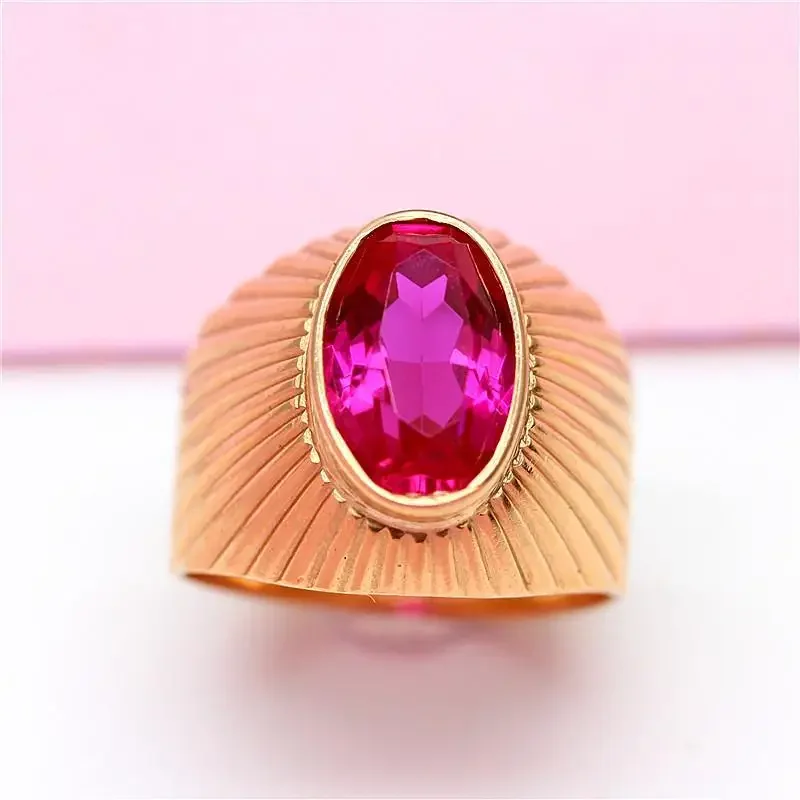 585 purple gold wide version ruby resizable rings for women unique craftsmanship gorgeous luxury 14K rose gold jewelry gift