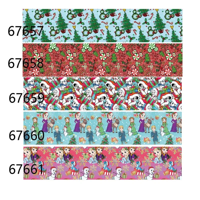 5yards Disney Christmas Frozen Cartoon Grosgrain Ribbon for Holiday Decoration Craft Materials DIY Accessories