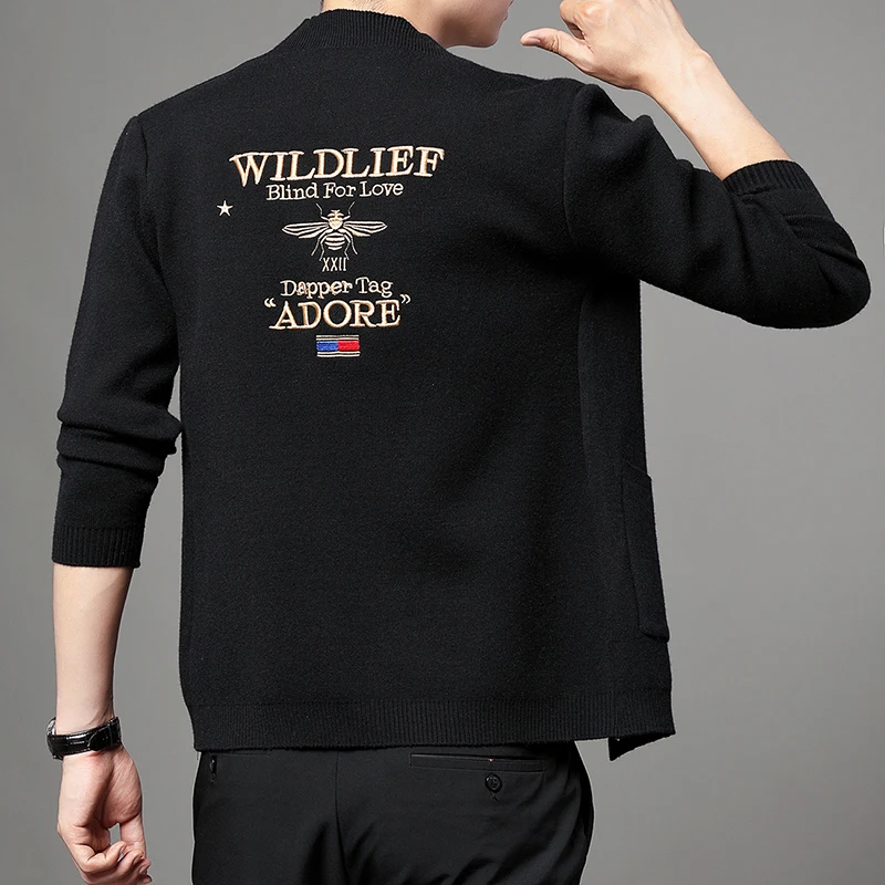 High end brand pocket knitted cardigan men's 2026 spring and autumn new solid V-neck Korean casual shawl sweater fashion coat