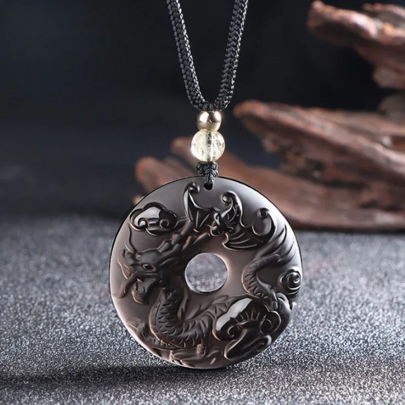 アイスオブシディアンの干支安全バックルペンダント、絶妙でファッショナブルなエスニックスタイルのペンダント