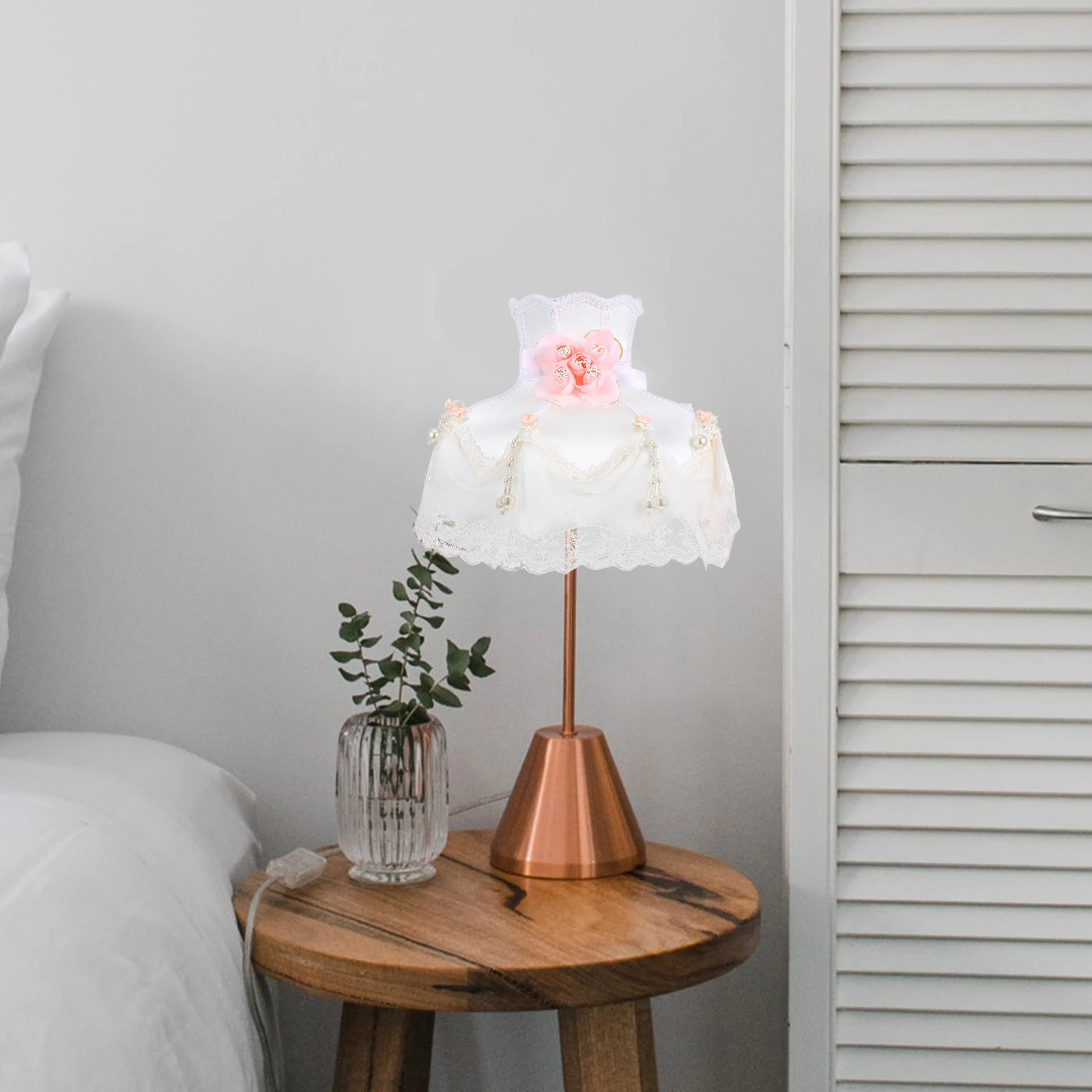 

Lace Vintage Floral Lampshade French Print Fabric Clip on Table Floor Lamps Scalloped Dome Replacement Lamp Cover